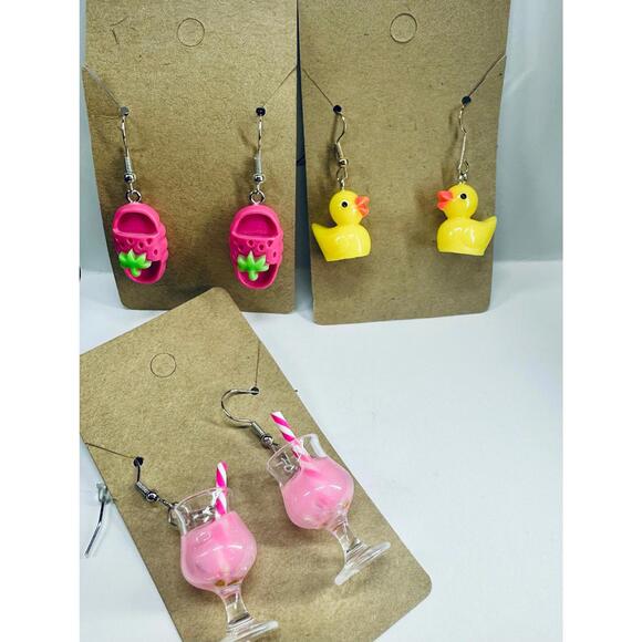 LOT of 3 SUMMER EARRINGS! Cute CHARM French WIRE EARRINGS! - Picture 1 of 9